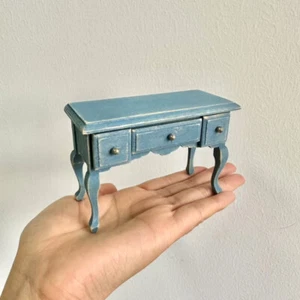 1:12 Scale Dolls House Miniatures Blue Furniture 90's Palace Vintage Desk Table - Picture 1 of 11