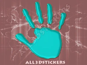 3D Sticker Decal Resin Domed Handprint Adhesive Decal  Turquoise - Picture 1 of 1