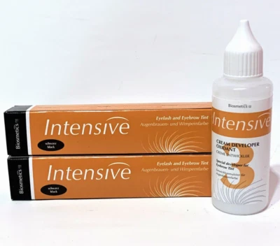 Biosmetics Augenbrauen- & Wimpernfarbe Tiefschwarz 2x 20ml + Entwickler 3% 50ml