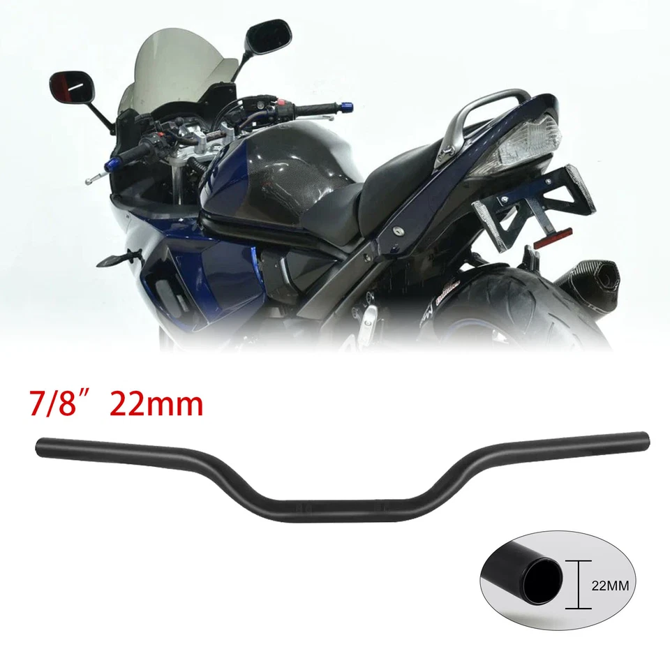 Motorcycle 7/8" 22mm Handlebar Drag Bar For Honda Yamaha Suzuki Black Universal - Imagem 1 de 4
