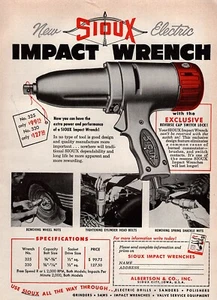 1955 Sioux Tools Electric Impact Wrench Original Print Ad - Picture 1 of 1