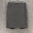 Ellen Tracy Skirt Women 12 Black Plaid Wool Lined Zipper A-Line Midi Mid Rise