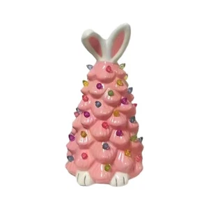 2025 Newly Lighted Easter Bunny Ceramic Tabletop Tree 9.6inch Pre-Lit Rabbit ... - Picture 1 of 8