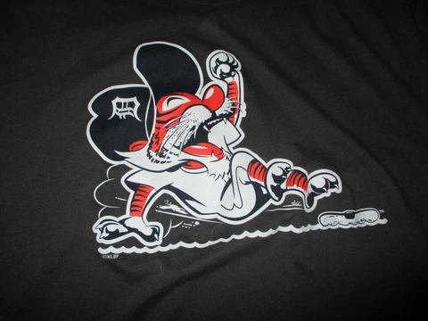 Blue DETROIT TIGERS &0's Cartoon Tiger Sliding T Shirt XXL '47 Brand 70% 30% Cover