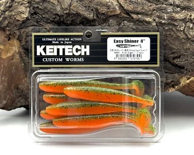 Keitech 4" Easy Shiner Fire Tiger UV Aktiv 7 Stück 10cm 5g Gummifisch Gummiköder - Bild 1 von 3