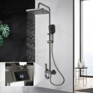 Piano Key Gun Gray Digital Shower System Hot Cold Mixer Shower Set Bathroom - Picture 1 of 16
