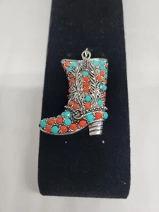 Colorful Cowgirl Boot Pendant - Picture 1 of 4