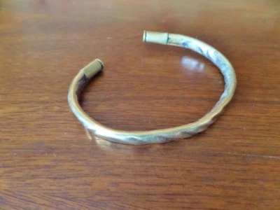 Handcrafted Brass Gun Shell Casing Bracelet Arm Cuff Unisex 22 Caliber End Caps - Image 1 of 4