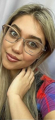 New Miu Miu VMU 3O50  50mm Gold Cat Eye Oversized Women's Eyeglasses Frame - Image 1 of 4