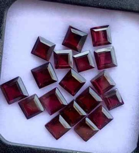 Natural Red Garnet Square Shape Gemstone Lot, AAA+++ Faceted Cut Garnet Gemstone - Picture 1 of 7