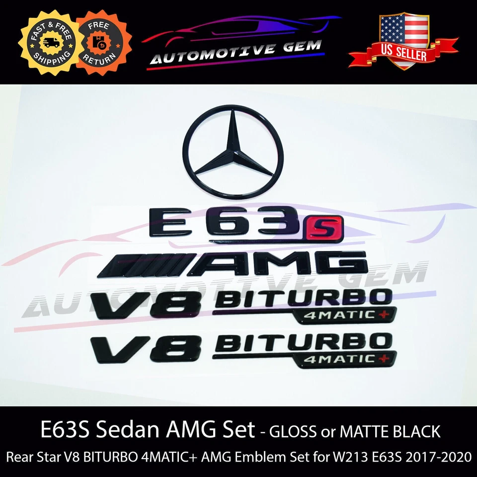 E63S AMG V8 BITURBO 4MATIC+ Juego combinado insignia negra emblema estrella trasera Mercedes W213 Foto 1 de 4