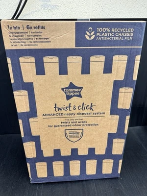Tommee Tippee Twist and Click Juego de inicio de cubo de pañales, blanco, con recarga x6 Foto 1 de 2