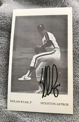 Nolan Ryan HOF Signed 3x5 B/W Photo Postcard Astros. JSA. - Image 1 of 3