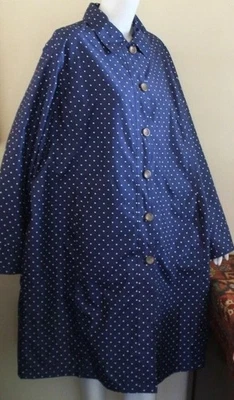 Lands End размер 3 X Lux темно-синий в горошек автомобиля Тренч куртка Lux - Изображение 1 из 4