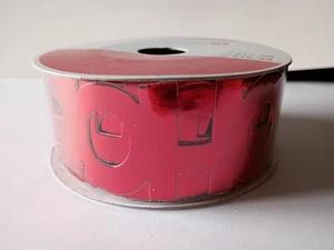 Ribbon 1.5" x 30' Christmas Red Foil Letters Words Ho Ho Ho banner - Picture 1 of 7