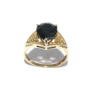 Ladies women's 9ct 9carat yellow gold & onyx dress ring UK size P - Picture 1 of 8