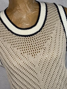 Evereve Beige Sweater Vest Cotton Womens Size M - Picture 1 of 7