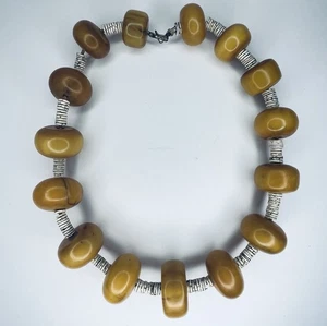 Vtg MCM African Trade Bead Butterscotch Amber Bakelite 25” Necklace 339 Grams - Picture 1 of 6