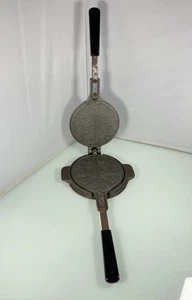 Vintage JOTUL Norvegia ghisa 5,75" waffle krumkake pizzelle macchina da stiro e base - Foto 1 di 17