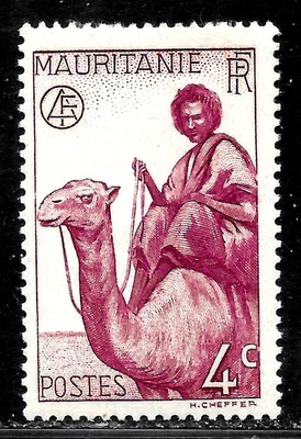 HICK GIRL-OLD MINT  FRENCH-MAURITANIA SC#78     CAMEL RIDER       X6287 - Image 1 of 2