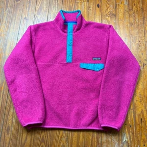Vintage Patagonia Snap T Fleece Pullover Women Size Small Pink Made In USA 90s - Picture 1 of 9