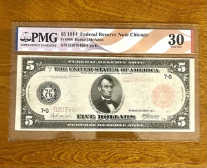 1914 $5 Red Seal Chicago PMG 30 - Picture 1 of 2