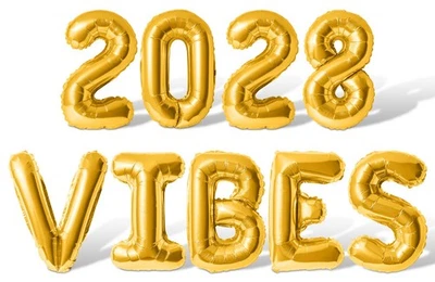 2028 VIBES Letra y Número Globo Banner - Hágalo Usted Mismo Año Nuevo Fiesta Decoración Foto 1 de 4