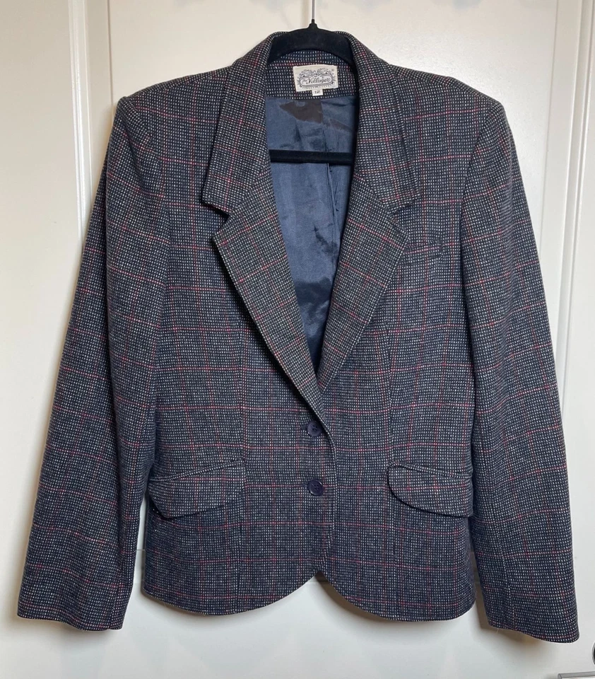 Chaqueta Blazer Mujer The Villager Gris/Rojo Lana a Cuadros Talla 12 Clásica-Sofisticada Foto 1 de 4