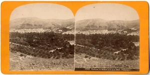 Palestine.Naplouse ou Sichem et le Mont Ebal.Stereo Photo Albuminée.1870.Nablous - Picture 1 of 2