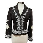 Biya Johnny Was Embroidered Jacket Brown SIze XS Floral Button Down Front