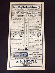 A.H. MESTER General Merch "YOUR NEIGHBORHOOD GROCER" Mainland, PA Est 1934 AD B - Picture 1 of 6