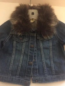 Crazy 8 Toddler Fur Trimmed Collar Snap Front Jean Jacket 2T - Picture 1 of 3
