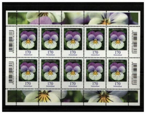 Bund - 3473 Stiefmütterchen - DS Blumen Kleinbogen mit EAN Code **/MNH - Bild 1 von 1