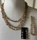 Vintage 30" Petites boucles d'oreilles pendentif collier perles ensemble bracelet