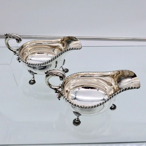 George V Sterling Silver Pair Sauceboats London 1914 Lionel Alfred Crichton Cover