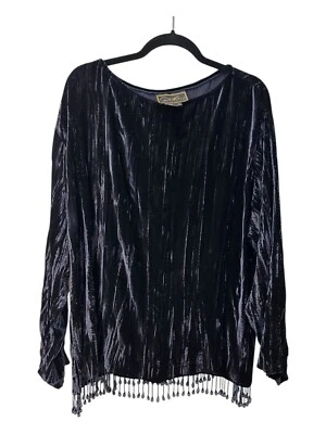 Diane Gilman  Collection Deep Blue Velvet Top -XL - Image 1 of 4