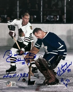 Bobby Hull Johnny Bower Dual Signed Autographed 8x10 Photo COA - Picture 1 of 1