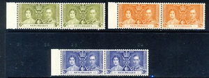 SEYCHELLES KG VI 1937 The Coronation Set PAIRS SG 132 to SG 134 MNH - Picture 1 of 2