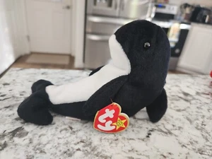 Waves the Whale Retired Beanie Baby- TY 1996, Style 4084 PVC Pellets - Picture 1 of 6