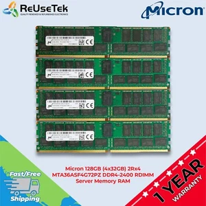Micron 128GB (4x32GB) 2Rx4 MTA36ASF4G72PZ PC4-2400T DDR4 RDIMM Server Memory RAM - Picture 1 of 13