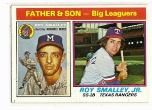 1976 Topps #70 Father & Son Roy Smalley & Jr. NM/MT Milwaukee Braves Rangers