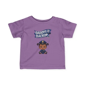 African American baby girl Daddy's Backup Police Tee, Cute Infant Shirt, Toddler - Picture 1 of 14