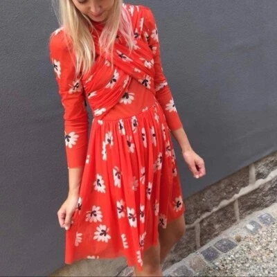 Mini robe GANNI Big Apple Red Tilden Mesh fleurie semi transparente taille 42 L - Photo 1/4