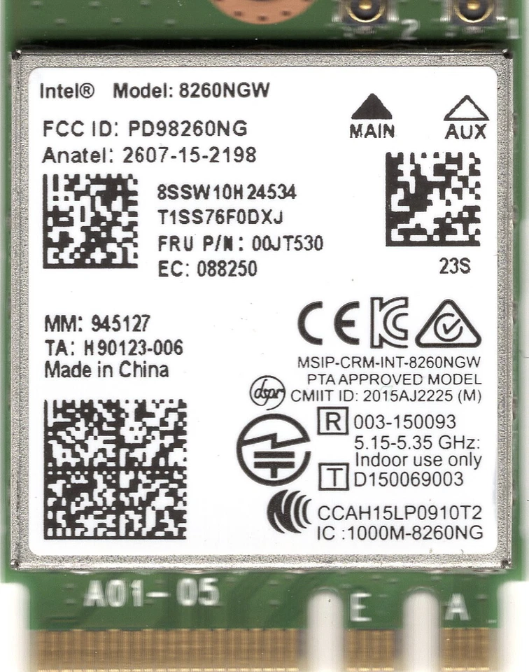 INTEL DUAL BAND WIRELESS-AC 8260NGW M.2 WIFI ADAPTER CARD W/BLUETOOTH 4.2 - NEW! - Image 1 of 1