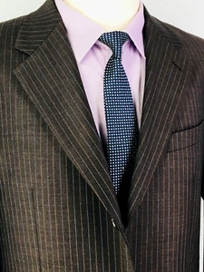 42R Chaps Ralph Lauren Mens 3 Button 100% Wool Blazer Jacket Dk Brown Dotted Pin - Picture 1 of 12