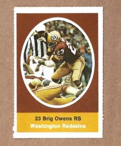 1972 Sunoco NFL Action Player Stamps Washington Redskins Brig Owens Safety - Picture 1 of 1