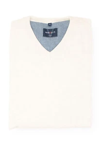 Marvelis Herren Pullover Casual Fit V-Ausschnitt Einfarbig Wollweiß - Picture 1 of 2