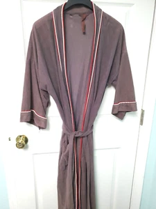 Vintage Michael Paige Robe Mens Gray W/ Red And White Piping Fits 36-46 Chest - Picture 1 of 8