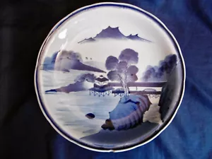 GRAND PLAT CREUX EN PORCELAINE ÉPAISSE - DÉCOR CHINOIS - BLANC BLEU Ø 29,5 cm - Imagen 1 de 8
