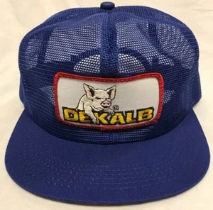Parche de cerdo vintage prístino años 70 80 DEKALB MAÍZ SEMILLA toda malla Snapback K-Products - Imagen 1 de 9